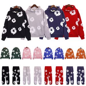 Denim Lágrima Hoodie Designer Moda Hoodies para Homens Calças Fatos Mens Mulheres Calça Casual Homem Mulher Clássico Preto Branco Roupas Moletom