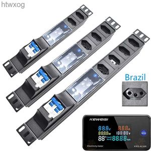 Power Cable Plug Network Cabinet Rack Smart Brazil Power Strip Distribution Unit 2/3/4/5/6/7/8 Socket with Ampere/Volt/Watt Digital Display Meter YQ240119