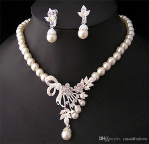 Le plus récent collier de perles de cristal boucle d'oreille de mariage ensembles de bijoux de mariée collier pour fête de mariage bijoux de mariée petite amie cadeau 6145423