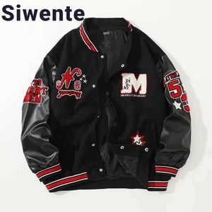 Men's Jackets Niche Handsome Couple Coats Vintage Trend Stitching PU Leather Jacket for Men High Street Embroidery Black and Red Men Clothing