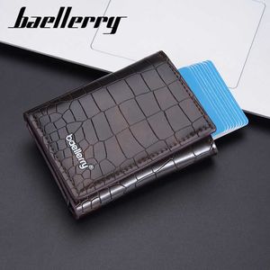 Men's Card Case Metal Aluminum Case Pop Card Case Crocodile Print Trifold Wallet 020824a