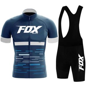 Tävlingssatser 2023 Summer Cycling Team Jersey Fox Teleyi Bike Maillot Jersey Shorts Män Kvinnor Snabbt Dry Mtb 20D Ropa Ciclismo Bicycl Kläder