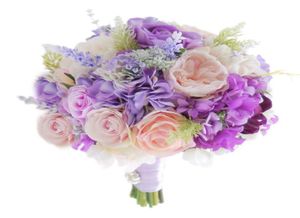 2018 The latest Korean bride holding a flower pink purple rose purple hydrangea lavender wedding bride bridesmaid bouquet2791269