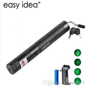New Laser Pointers 303 Green Laser Pointer Pen 532nm Adjustable Focus Battery And Battery Charger EU US VC081 05W SYSR2135679