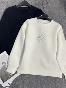 S-XXL Korean Fashion Black White Pullover O Neck Sweatshirt Patchwork Top Fall Winter Long Sleeve Kawaii Pulls Streetwear Casual 240117