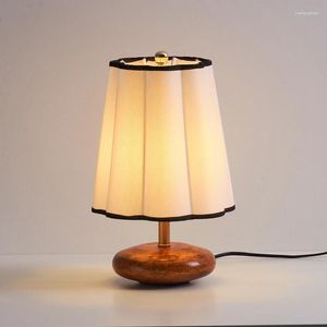 Bordslampor amerikansk lampa fast trämduk täcker retro dekoration sovrum vardagsrummet mästare