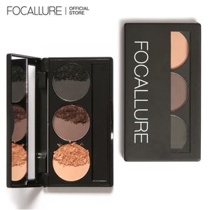 FOCALLURE 3 Cores Paleta de Pó de Sobrancelha À Prova D 'Água de Longa Duração Pomada Sobrancelha Maquiagem Sobrancelha Potenciador Cosméticos para Mulheres 240116