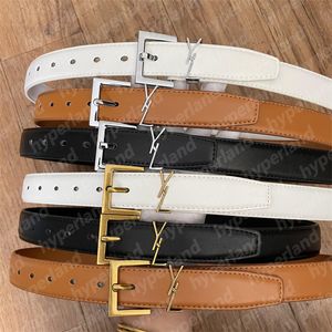 Lady Thin Designer Belt Dress Accessories 2,5 cm Smooth Buckle Y Belts Luxury Mens Golden Silver Leather Girdle Women Midjeband