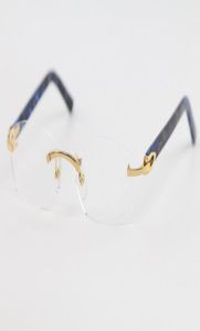 人気の新しいリムレスブループランク眼鏡フレームCデコレーション18kゴールドフレームグラスメンメンアイウェアファッションアクセサリー5393974