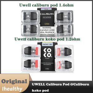 Uwell caliburn 1.4ohm pod caliburn koko pod 1.2ohm com cartucho recarregável de 2ml para uwell caliburncaliburn koko kit