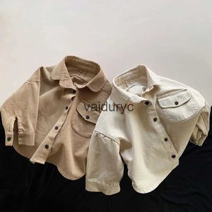 Coloque Coloque 2023 Novos Crianças de Manga Longa Jaqueta de Camisas Baby Casal Moda Cardigan Cardigan Vintage Jaqueta Garotos Casaco de Autumn Roupas H240508