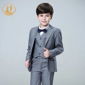 Nimble Spring Autumn Formal Boy Suit for Weddings Children Party Host Costume Wholesale Clothing 3PcsSet Blazer Vest Pants 240116