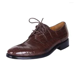 Sapatos de vestido Hulangzhishi crocodilo pele homens baixo salto masculino banquete negócios casuais