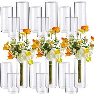 Vases Clear Glass Cylinder Vases Floating Candles Holders Clear Cylinder Flower Vases Clear Glass Vases Table Centerpieces Vases YQ240117