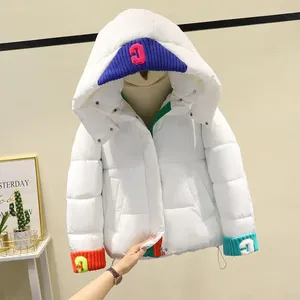 Women's Trench Coats 2024 Winter Jacket Women Knitted Patchwork Hooded Parka Thickened Warm Puffer Cotton-padded Coat Down Cotton