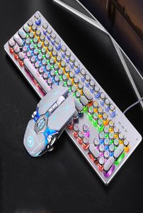 Mechanical Keyboard Mouse Combos USB Wire Punk Keycap Gaming Keyboards Suspended Illuminating Keys Vintage Style Gamers for Deskto6301561