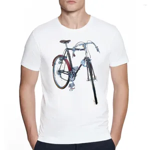 Homens Camisetas Vintage Engrenagem Fixa Bicicleta Ciclista Pintura Artista T-shirt Homens Manga Curta Road Bike Sport Amante Branco Casual Menino Tees Tops