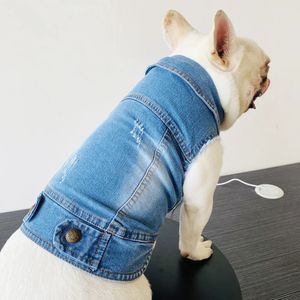 Microelasticity Denim Fabric Dog Vest Blank Jeans Jacket för Chihuahua Poodle Shih Tzu Puppy Clothes Small Dogs Pet Apparel 240117