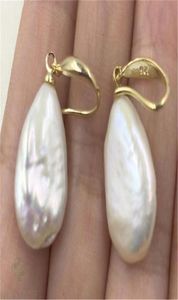 1418MM Huge White Baroque Pearl Earrings 18K Goldplated Hook natural AAA aurora HUGE 2110133458623