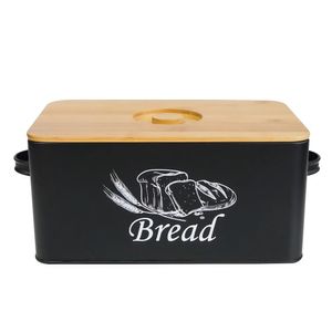 Caixa de metal para pão, grande capacidade, cozinha, recipientes de armazenamento de alimentos, piquenique ao ar livre, lanche com alça e tampa de bambu 240116
