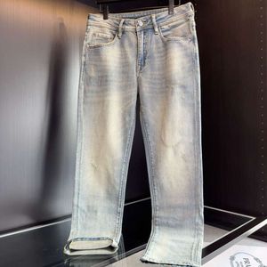 Högkvalitativa män jeans designer jeans män kvinnor mode tungt brev broderi grafiska byxor avslappnad lös klassisk denim rak ben jean byxor