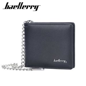 Mode Men's Short Wallet Europe och USA Open Mouth Multi-Card Position Money Clip Fashion Chain Ticket Mapp 020324a