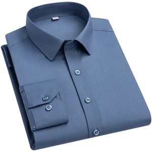 Bambu Fiber Elastik Erkek Gömlekler Uzun Kollu Adam İnce Fit Kuvveti Firması Demir Olmayan Kırışıklık Karşıtı Camisa Sosyal Beyaz Gömlek S-8XL 240117