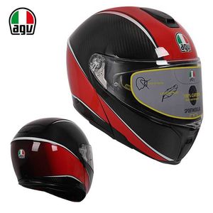 Full Face Open Agv Carbon Fiber Faceless Helmet for Men and Women's Anti Fog Motorcycle Racing Full Helmet Covered All Season Safety Motorcycle FODQ