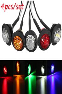 4pcsSet 12v 1quot Universal Car Truck Trailer Mini Small Round LED -knapp Sidomarkör Lampor Signal Lamp Waterproof4370811