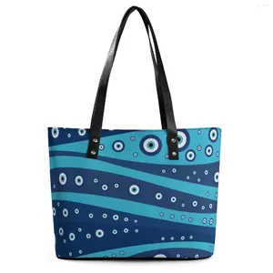 Kvällspåsar 0 Evil Eye Wave Handväskor Damer Turkish Amulet Tote Bag Stylish Outdoor Shoulder Belt Graphic Design Pu Leather Beach