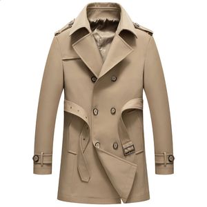 Çift göğüslü sonbahar trençkot ceket erkek ceketler rahat dış giyim rüzgarlık ceket ince yaka uzun paltolar büyük boy s-3xl 240117