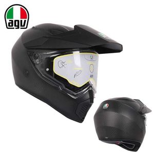 Capacete de motocicleta Agv aberto de rosto inteiro Machado de fibra de carbono Capacete de rally off road Capa completa para motocicleta Capacete de corrida masculino e feminino Four Seasons FS8T