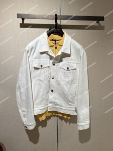 Дизайнерские мужские куртки Весна Kiton Хлопок Повседневная белая джинсовая куртка для мужчин Верхняя одежда с длинными рукавами