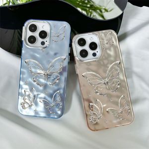 Metal Design Butterfly Case Telefon dla iPhone'a 14 11 12 13 15 Pro Max Plus Patrzące Ochrona Okładek 200pcs
