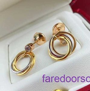 Wholesale Carter Designer Necklace for women and men Classic Colorful Three Ring Pendant Earrings V Gold Thickened Electroplated Simplifie With Original Box