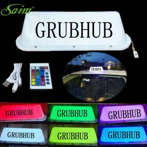 GrubHub Taxi Top Light LED -bilklistermärken Tak Bright Glowing Logo Wireless Sign For Drivers2625264