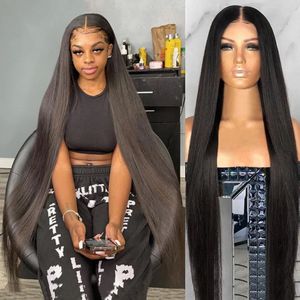 Synthetic Wigs 30 40 Inch Straight Lace Front Wig Brazilian 13x4 Lace Frontal Pre Plucked Bob Wigs for Black Women Human Hair 250 Density