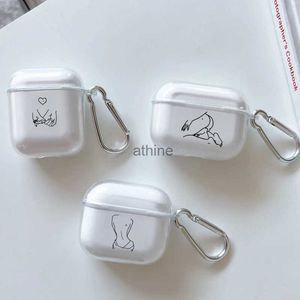 Чехлы для мобильных телефонов Чехол для Airpods 2 1 Чехлы для наушников с крючком Черные сексуальные линии Art Rose Lover для Airpod Pro 3 Pro2 Прозрачные защитные чехлы YQ240117