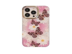Obudowy telefonu komórkowego Cover Fashion Butterfly Floral TPU PC na iPhone 14 13 12 Mini 11 Pro XR X XS Max 8 7 Plus5029200