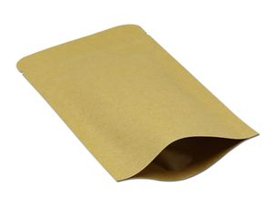 9x14cm Doypack Kraft Paper Mylar Storage Bag Stand Up Aluminum Foil Tea Biscuit Package Pouch Ship6738505