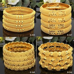 Luxury Dubai Gold Color Banles for Women 24K Gold Plated Indian African Bracelets Charm Wedding Etiopian Arabski biżuteria 240117