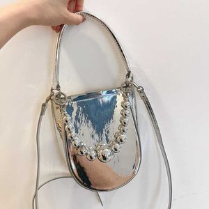 Design de moda saco de corrente verão novo mini sênior sentido prata ombro celular saco crossbody pequeno saco 020124a