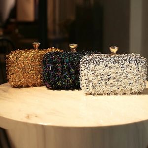 Tassel Women Evening Bags Diamonds Beaded Wedding Chain Shoulder Clutches Plastic Embroidery Party Dinner Purse 240117