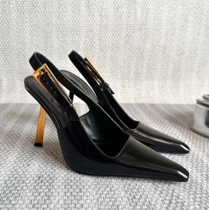 Sandals High-heeled Saint T S Designers Shoe Paris Dress Classics Women 9cm 7cm Heels Black Golden Gold Wedding Bottoms