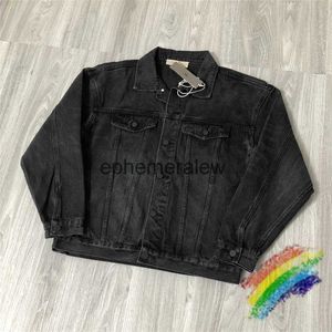 Men's Jackets Washed Black Denim Jeans Jacket For Men Women High Quality Denim Vintage Clothing Jackets Tops Coatephemeralew