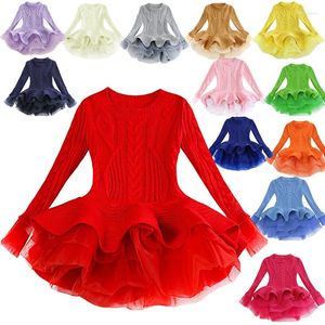 Girl Dresses Children's Sweater Autumn Winter Models 2-7Y Organza Dress Long-Sleeve Princess For Girls