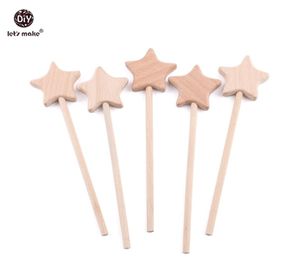 Lets Make 3pc Baby Toys Beech Wooden Star Wooden Magic Wand Wood Teething Rodent Nursing Gifts Montessori Toys Play Gym Rattles 221475119