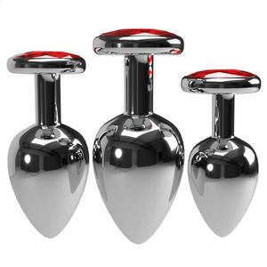 3 pezzi Set Tubo da cortile Piccolo Medio Grande Plug anale in metallo liscio Dildo Giocattoli del sesso Prodotti Butt Gay Beads per WomenMen 240117