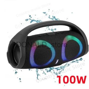 Altoparlanti portatili Altoparlante Bluetooth portatile impermeabile da 100 W ad alta potenza RGB Subwoofer wireless a luce colorata 360 Stereo Surround TWS FM Boombox J240117