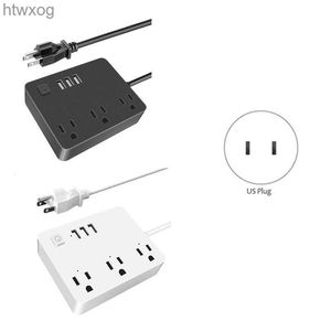 Power Cable Plug Power Strip Travel Adapter With 3 US Outlets 3 USB Ports On/Off Switch Wall Socket US Plug YQ240117